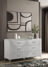 Cassia 6-drawer Bedroom Dresser Cabinet White High Gloss